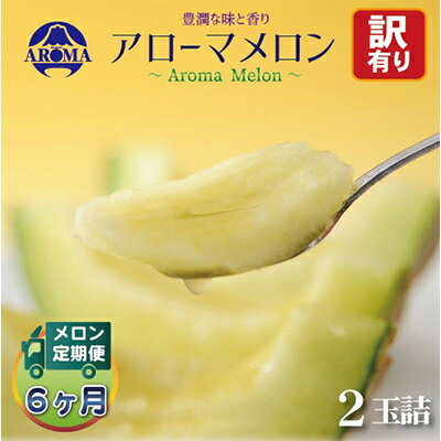 【ふるさと納税】【毎月定期便】【訳あり】アローマメロン 2玉 全6回【配送不可地域：離島・北海道・沖縄県】【4013174】