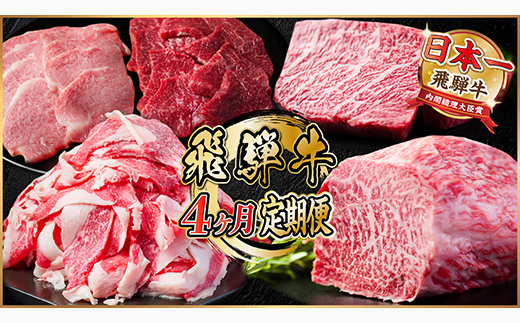 【毎月定期便】飛騨牛 定期便 計1.7kg【冷蔵便】全4回【配送不可地域：離島】【4055506】