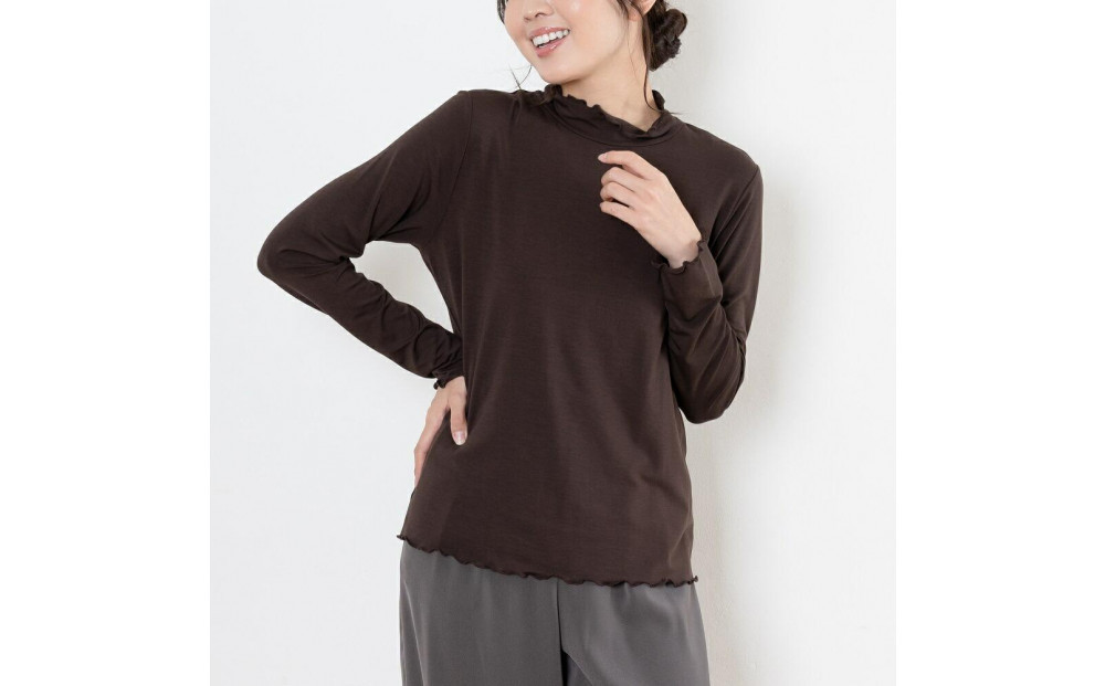 レディースハイネックカットソー 長袖 ブラウン L 312011_CS001VC05