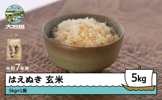 米 令和7年産 はえぬき 玄米 5kg 8月上旬発送 山形県産 東北 ap-hagxa5-8f
