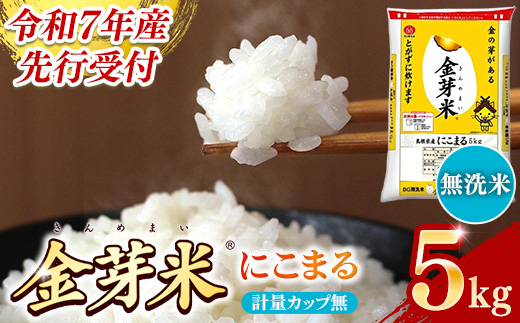 【先行受付】新米 令和7年産 BG無洗米・金芽米にこまる 5kg 計量カップ無し 【先行予約 新米予約 予約 時短 健康 カロリーオフ うまみ 甘み 栄養 おいしい やわらかい ふっくら ビタミン ミネラル 島根県 安来市】