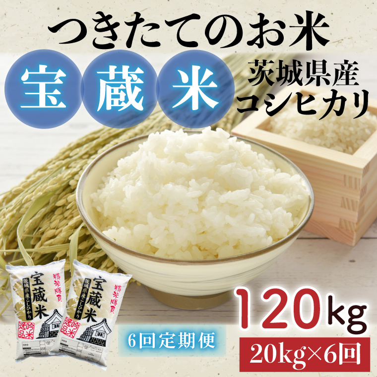 【6ヶ月定期便】【令和7年産】茨城県産コシヒカリ 宝蔵米 20kg×6回【お米 米 菊池 こしひかり つきたてのお米 食味ランキング特A評価 茨城県 水戸市】（CZ-510）