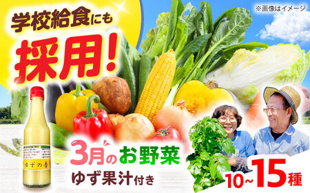 高槻野菜詰め合わせ 3月（10〜15種）＆農家さん自家製ゆず果汁[AOCS005] 野菜 果物 やさい  野菜 果物 やさい  野菜 果物 やさい  野菜 果物 やさい