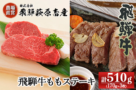 飛騨牛ももステーキ 170g×3枚  牛肉 国産 ブランド 牛【冷凍】牛 飛騨牛 赤身 ステーキ【22-6】