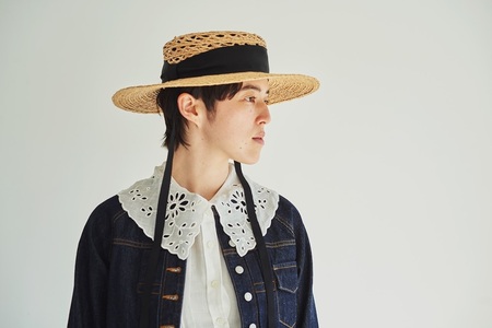 Mia Hat Lace Canotier Wide 003 レース キャノチェ ワイド 麦わら帽子【Black】 帽子 58cm 天然草木 ラフィア 黒 リボン ファッション 日本製 ギフト プレゼ