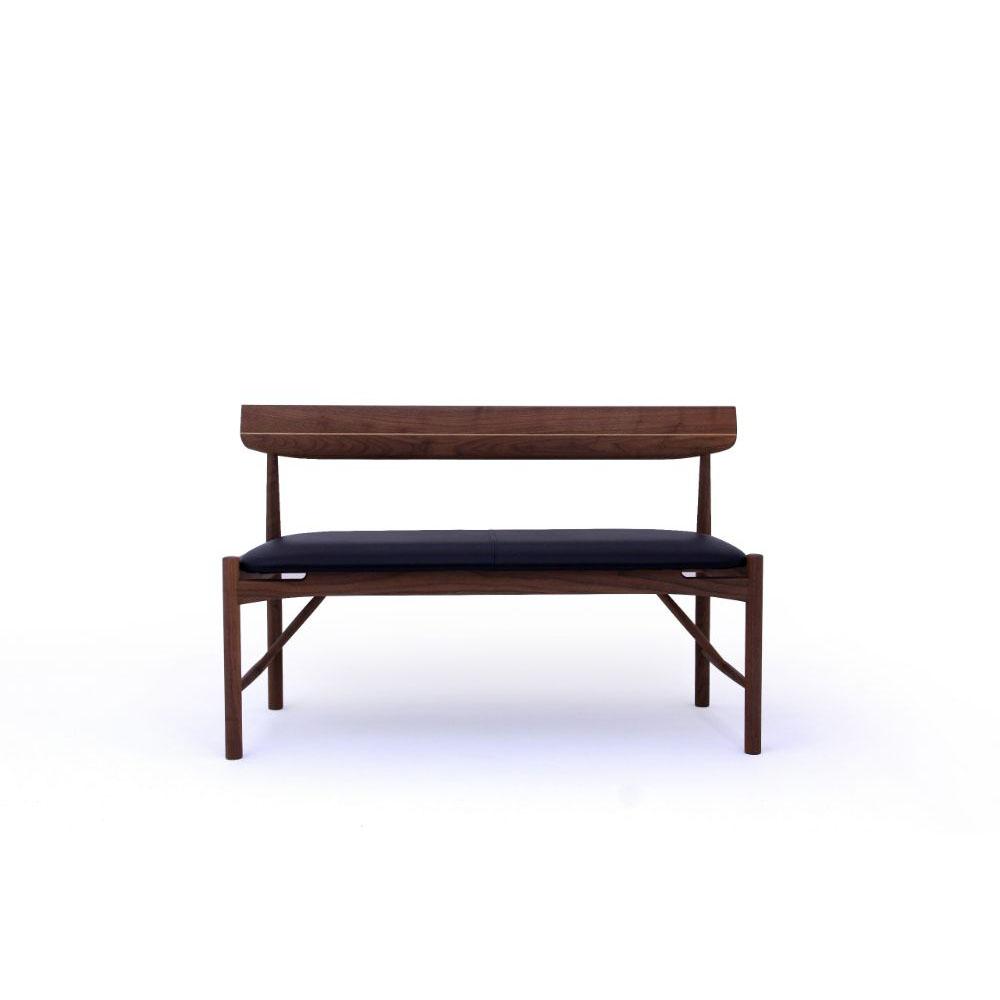 【ふるさと納税】シズクルベンチ1200 WN／本革ブラックダイニングチェア 飛騨の家具 飛騨家具 木馬舎 TR3709