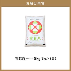 【令和6年産米 先行予約】☆2025年5月前半発送☆ 雪若丸 5kg（5kg×1袋）山形県 東根市産　hi003-118-051　米 2024年 2025年山形 送料無料 東北 白米 精米 お米 こめ