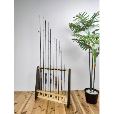 ふるさと納税 横手市 WOOD WORKS ロッドスタンド10本掛け　ライトブラウン×ブラックウッド |  | 01