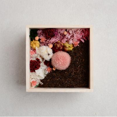 ふるさと納税 宇治市 【お花とお茶葉のアレンジメント】茶和花(宇治駅)ピンク4寸