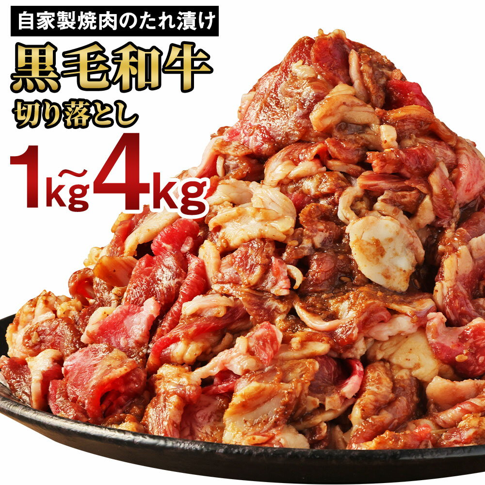 【ふるさと納税】大丈夫博士が作る！ 自慢の自家製焼肉のたれ漬け黒毛和牛切落し 約1kg/約1.5kg/約2kg/約3kg/約4kg 選べる 黒毛和牛 和牛 牛肉 お肉 小分け 冷凍 九州産 国産 送料無料
