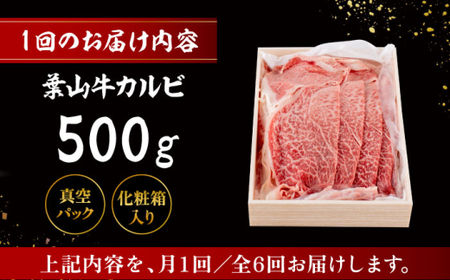 【全6回定期便】 葉山牛 焼肉用カルビ500g／ 牛肉 葉山牛 和牛 焼肉 カルビ 【有限会社葉山旭屋牛肉店】[ASAP039]