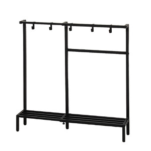 カバンラック 伸縮 コンパクト 簡単組立 置くだけ オープンラック ブラック  AKU105645402