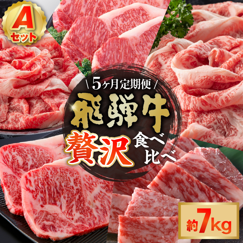 『飛騨牛』贅沢食べ比べセットA　定期便※5回に分けてのお届けとなります。【0016-099】