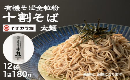 十割そば 太麺 12袋 有機蕎麦全粒粉100％ グルテンフリー イチカラ畑| 十割そば 十割蕎麦 グルテンフリー