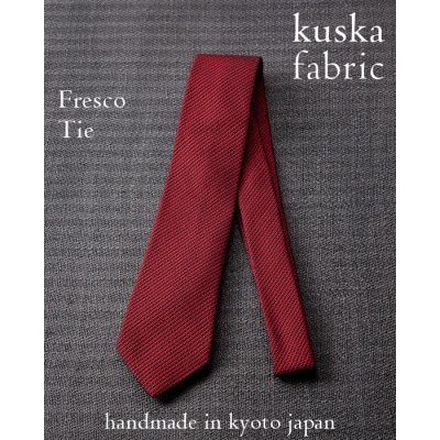 【手織りネクタイ】レッド フレスコタイ kuskafabric  京都・丹後のシルク織物【1080334】