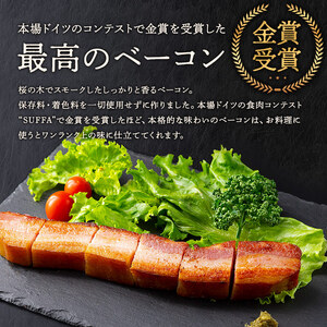 【本場ドイツ食肉コンテストsuffa 金賞受賞 ベーコンスライス170g×3 ベーコンブロック260g～290g×1】小分けパック 約770～800g ひばり工房 おつまみ 豚肉 スモーク ベーコン 