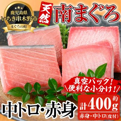 ふるさと納税 いちき串木野市 天然南マグロ 中トロ100g×2・赤身100g×2 計400g