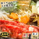 【ふるさと納税】【日時指定必須】五島 牛 特上 サーロイン すき焼き用 約1kg（自家製割り下付き）五島市 / 鬼岳牧場 [PEK021]