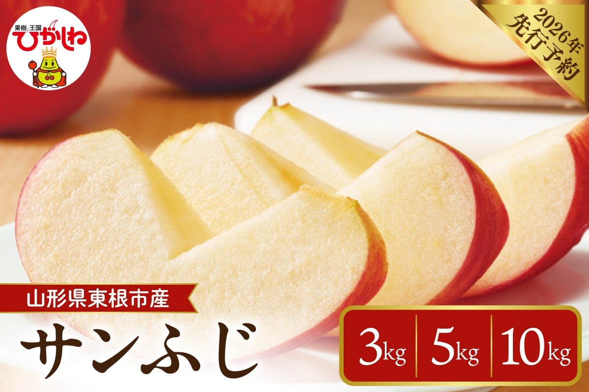 
            【2026年産先行予約】≪内容量が選べる≫ 太陽の恵みをいっぱいに浴びたりんご「サンふじ」 【約3kg (8～11玉入)・約5kg (14～18玉入)・約10kg(28～36玉入)】 山形県 東根市　hi026-061-o
          