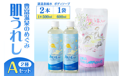 豊富温泉 濃縮温泉水サロベツ大地恵泉 (500ml×2本) ＆ ボディーソープ (600ml×1個) セット