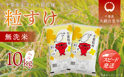 新米 令和8年産 千葉県産「粒すけ」10kg無洗米（5kg×2袋） お米 無洗米 10kg 千葉県産 大網白里市 粒すけ 米  こめ 送料無料 A044
