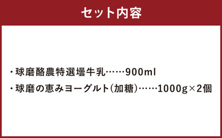 球磨酪農おすすめセットB（瓶牛乳&ヨーグルト加糖×2個） 瓶牛乳900ml×1個 ヨーグルト加糖1kg×2個 合計約2.9kg 瓶牛乳 球磨のめぐみ 球磨の恵み ヨーグルト 冷蔵 乳製品 お取り寄せ 