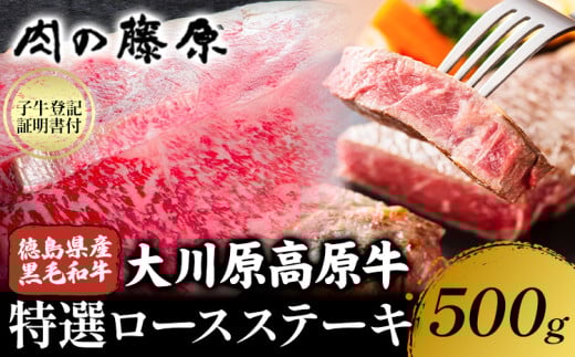 大川原高原牛 特選ロースステーキ 計500g 冷凍便 肉の藤原 《30日以内に出荷予定(土日祝除く)》和牛 希少 大川原高原 牛肉 焼肉 ロース 牛肉 ステーキ 贅沢 バーベキュー BBQ キャンプ ギフト 贈答 徳島県 佐那河内村 st-p