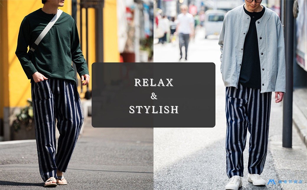 【選べるサイズ】 【藤巻百貨店】 ＜うなぎの寝床＞ 別注 紺縞 MONPE （もんぺ） Farmers’ MONPE