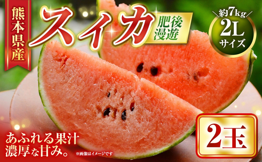 
                  スイカ 肥後漫遊 （ 2玉 ） 2Lサイズ 果物 フルーツ 果実 果汁 果肉 甘み 贈り物 プレゼント 贈答用 熊本県産 国産 【 2027年5月上旬から7月下旬発送予定 】
                