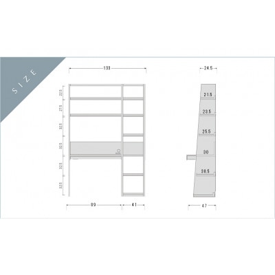 本棚つき学習デスク GALLE133学習デスクセット ホワイトオーク材【十年保証】【大川家具】【配送不可地域：離島】