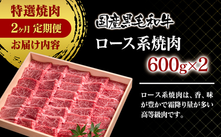 12月31日終了【定期便】黒毛和牛　特選焼肉2種　2カ月定期便　国産牛肉＜10-16＞