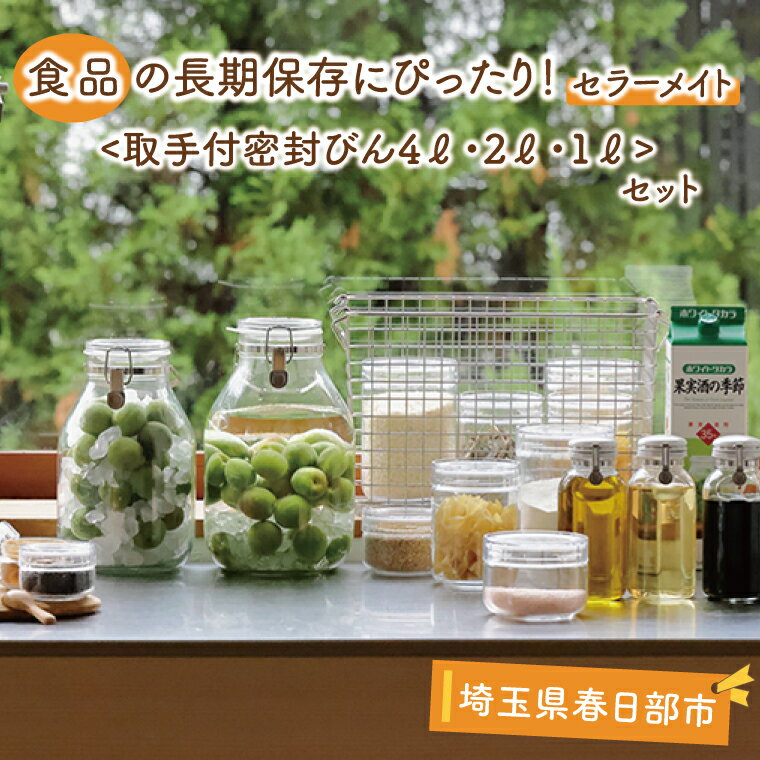 【ふるさと納税】食品の長期保存にぴったり！　セラーメイト取手付密封びん4L・2L・1Lセット（BO003-2）