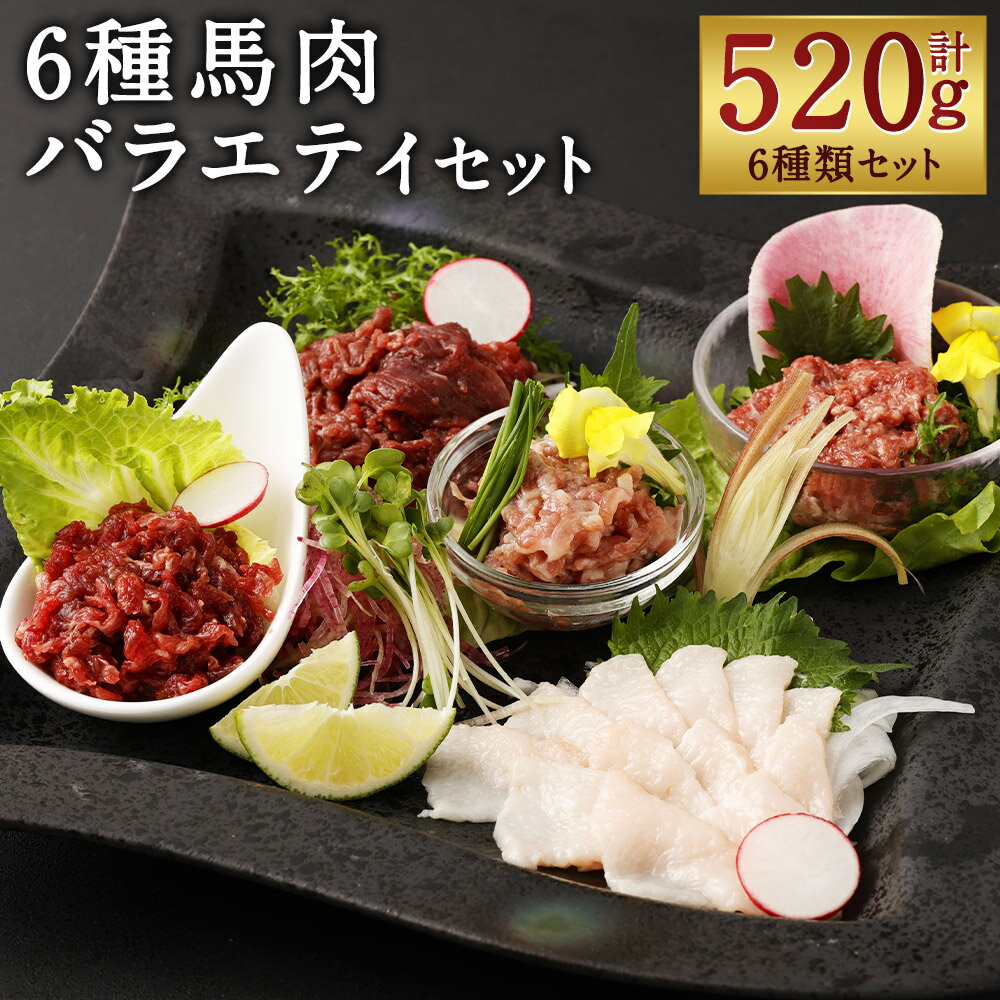 【ふるさと納税】6種馬肉バラエティ 合計約520g 6種類 セット 食べ比べ 赤身 コウネ フタエゴ ユッケ 桜うまトロ 馬肉ハンバーグ タレ付き ソース付き 馬刺し 馬肉 刺身 冷凍 送料無料