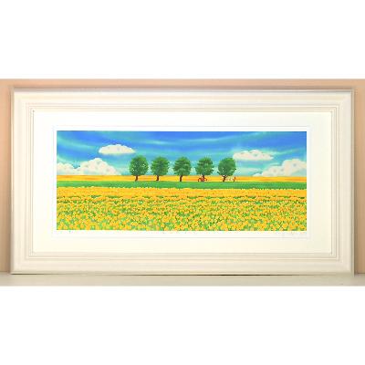 ふるさと納税 川口市 栗乃木ハルミ版画額装品「菜の花と風」