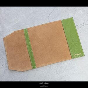 maf pinto (マフ ピント) レザーブックカバー 四六判サイズ ADRIA LINE グリーンティー 本革 日本製