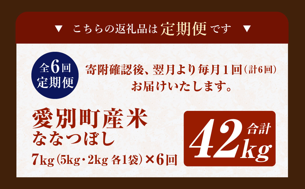 愛別町産米（ななつぼし5kg＆ななつぼし2kg）6ヶ月定期配送