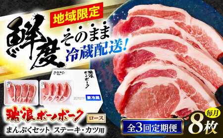 【3回定期便】 ※冷蔵配送/地域限定※ 岐阜県産 豚 瑞浪ボーノポーク ロースステーキ 1kg まんぷくセット 瑞浪市 / きなぁた瑞浪[AZCI062]