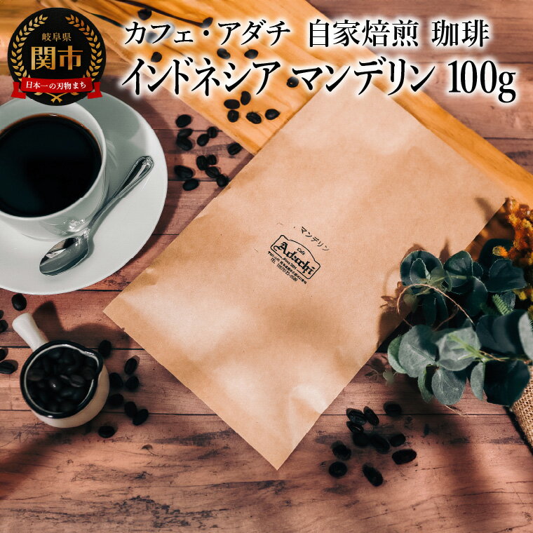 【ふるさと納税】コーヒー豆　インドネシア　マンデリン　100g （約10杯分）　～ カフェ・アダチ 自家焙煎 珈琲 コーヒー 豆 （粉にもできます） ドリンク 飲料 カフェアダチ
