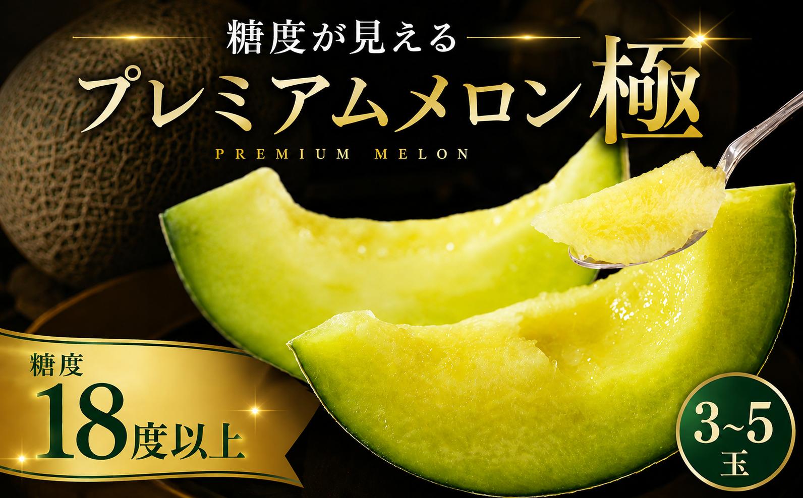 
                  メロン めろん ＼糖度18度以上！／ 【 極 】 エルソルメロン 3～5玉  ｜メロン エルソルメロン おすすめ 人気 国産 茨城 鉾田 サングリーン旭 極 旬 プレゼント 贈り物 青肉 青 果物 5月以降発送
                