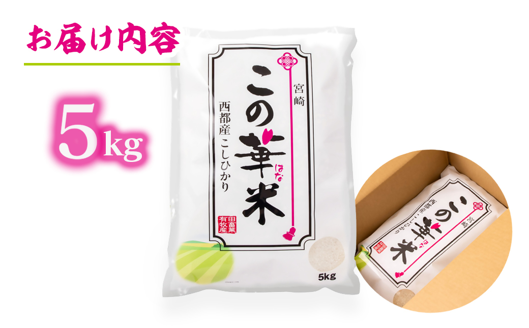 【9月発送】令和7年産 新米こしひかり 『この華米』5kg ＜1.5-41＞ 精米 白米 コシヒカリ