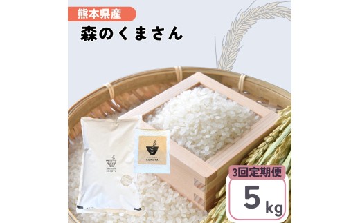 【定期便3回】 熊本県産 「 森のくまさん 」 5kg | 米 こめ お米 おこめ 白米 精米 熊本県 玉名市 定期 定期便