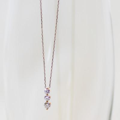 ふるさと納税 大津市 【18金 ラボダイヤネックレス 0.313ct】50cm トリロジーペンダント 大人のアクセ K18 |  | 02