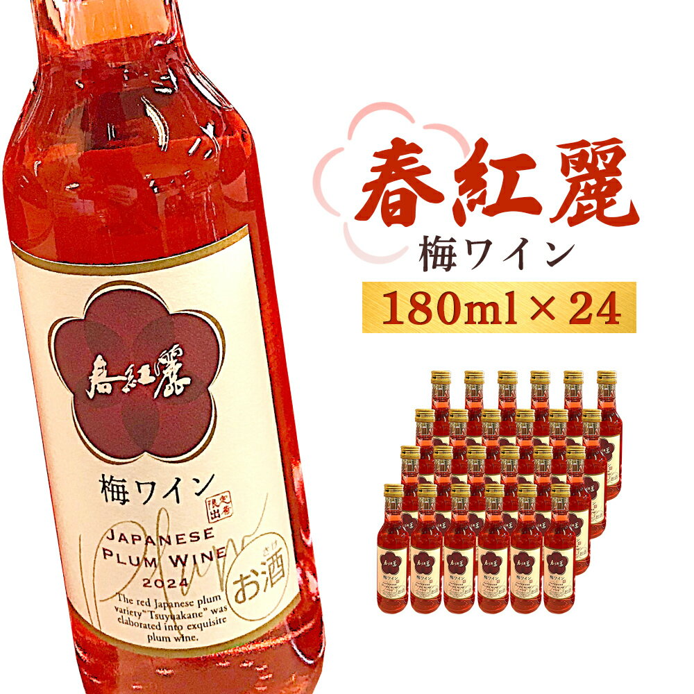 【ふるさと納税】春紅麗（梅ワイン）180ml 24本セット | 梅 ワイン 梅ワイン やや甘口 国産 日本ワイン お中元 お歳暮 母の日 父の日 プレゼント ギフト 贈り物
