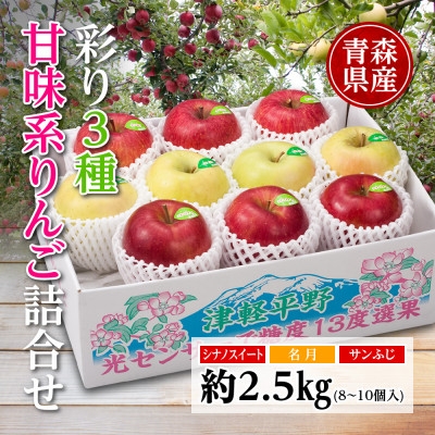 
                  りんご/青森県産　彩り3種甘味系りんご詰合せ(高糖度)約2.5kg【1655319】
                