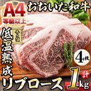 【ふるさと納税】おおいた和牛 リブロースステーキ (計1kg・リブロースステーキ約250g×4枚+ステーキソース20g×4袋) 国産 牛肉 肉 霜降り 低温熟成 ステーキ A4 和牛 ブランド牛 BBQ 冷凍 大分県 佐伯市【DH70】【(株)ネクサ】