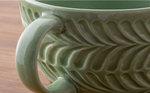 【波佐見焼】Rosemary ペア スープマグ セット（オリーブ・ライトグレー） スープカップ 食器 陶器 【トーエー】 [QC21]