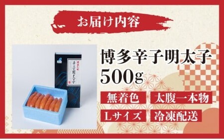 【Lサイズの太腹一本物】博多辛子明太子500g(無着色)