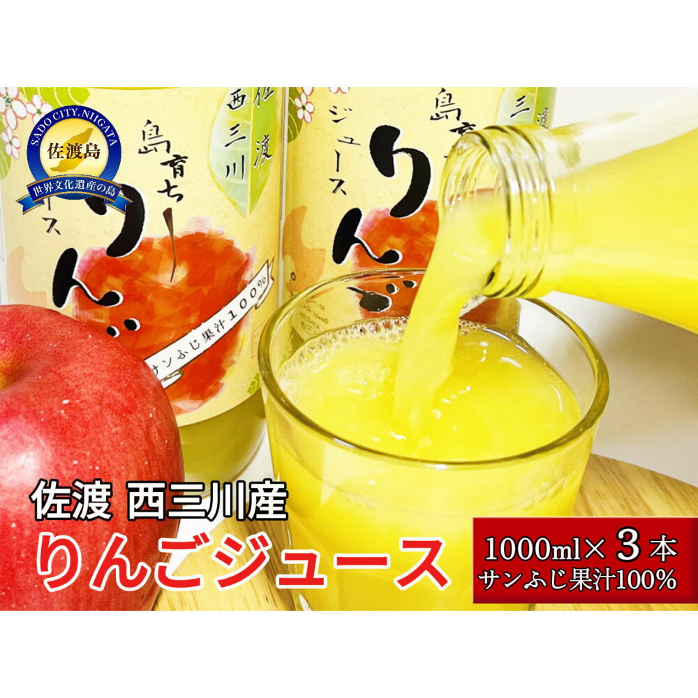 【ふるさと納税】りんごジュース 新潟 佐渡産 サンふじ 果汁 100% ストレート 1L×3本 | 飲料 ジュース 食品 人気 おすすめ 送料無料