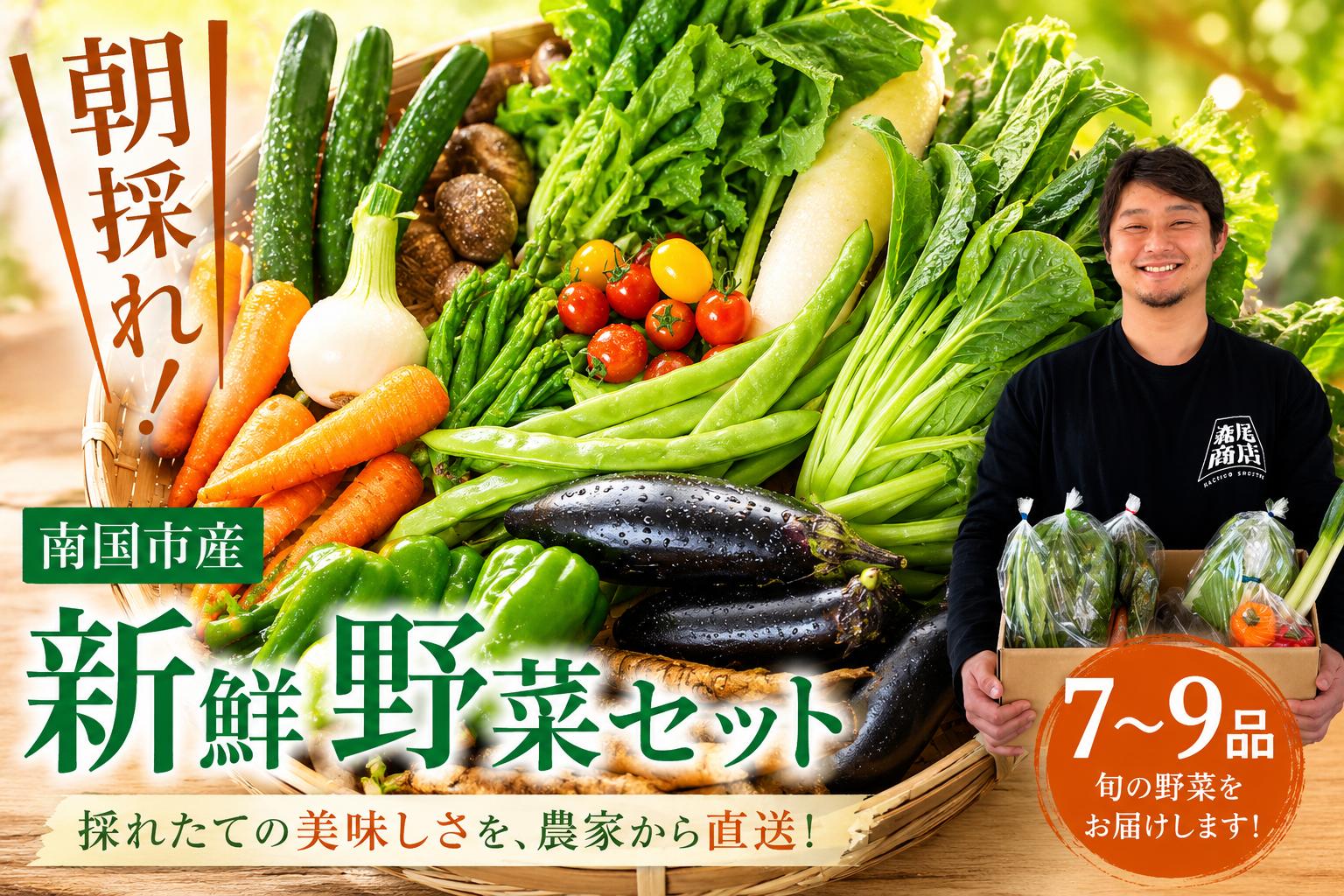 
                  朝採れ新鮮！野菜セット(7～9品) | 野菜セット 新鮮 野菜 人気 季節の野菜 数量限定 おすすめ 森尾商店 高知県 南国市
                