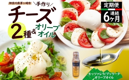 チーズセット フレッシュチーズ2種 オリーブオイル チーズセット【モッツァレラ100g×2 ブッラータ160g×1 オリーブオイル100ml】【定期便 6ヵ月】
